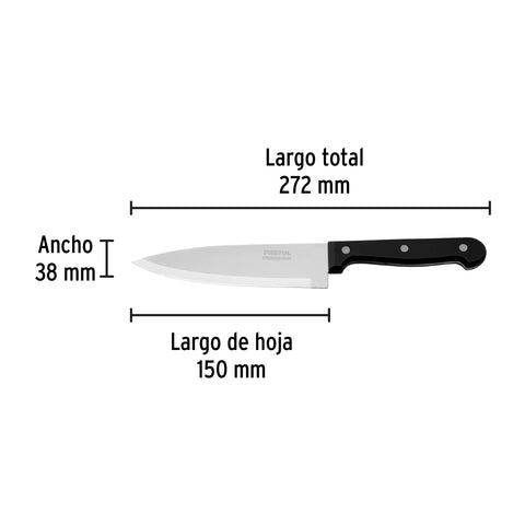 Cuchillo de chef 6' mango de polipropileno, Pretul | CUCH-P61 | 23089