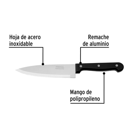 Cuchillo de chef 6' mango de polipropileno, Pretul | CUCH-P61 | 23089