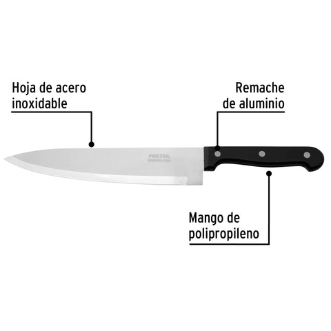 Cuchillo de chef 8' mango de polipropileno, Pretul | CUCH-P81 | 23091