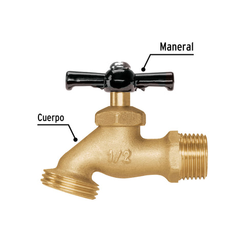 Llave p/manguera, de latón 100g, 1/2', blíster, PRETUL | LL-JAR-PB | 23145