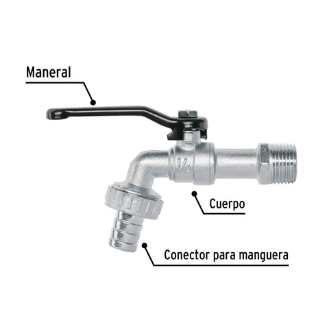 Llave de esfera, 1/2' de zinc, Pretul | LL-21P | 23146