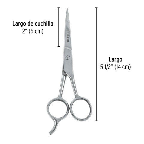 Tijera 5-1/2' acero inox con gancho, para estilista, PRETUL | TP-8419-5-1/2 | 23168