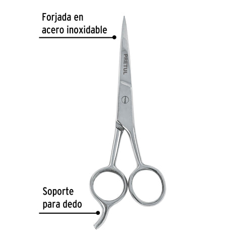 Tijera 5-1/2' acero inox con gancho, para estilista, PRETUL | TP-8419-5-1/2 | 23168