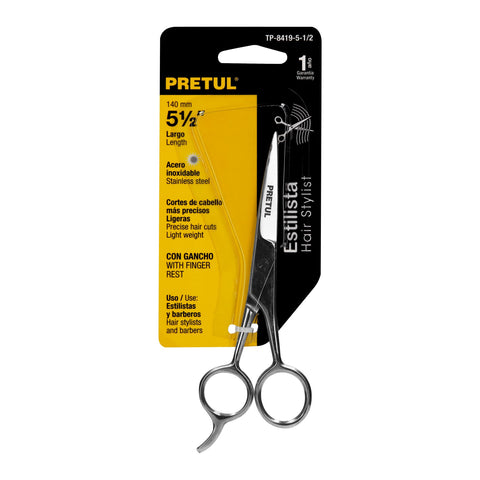Tijera 5-1/2' acero inox con gancho, para estilista, PRETUL | TP-8419-5-1/2 | 23168