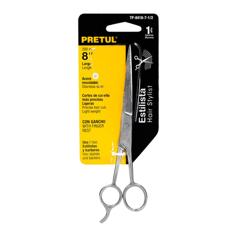 Tijera 7-1/2' acero inox con gancho, para estilista, PRETUL | TP-8418-7-1/2 | 23178