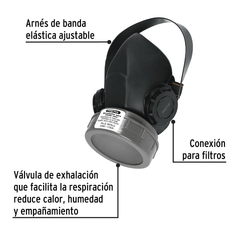 Respirador sin cartucho, 1 filtro, Pretul | RES-1-P | 23390