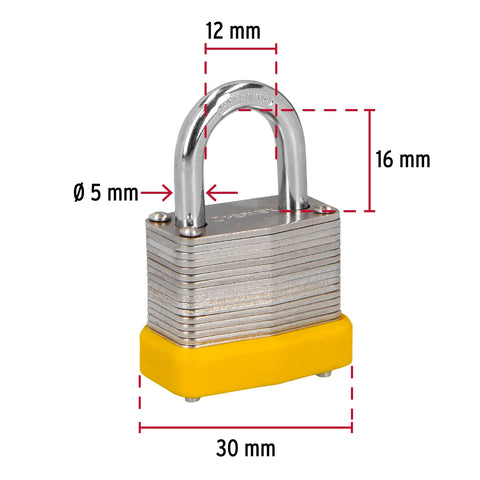Candado laminado, 30mm, gancho corto, blister, HERMEX BASIC | CM-30P | 23502