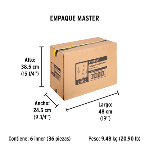 Juego de 4 brocasierras acero al carbono y 1 mandril, Pretul | KIT-5P | 23550