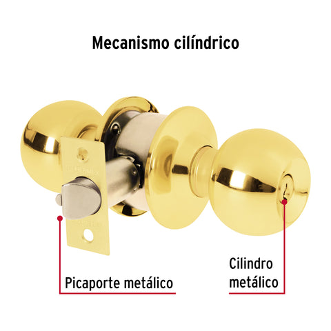 Cerradura tipo esfera, cilíndrico, entrada, brillante, BASIC | BAL-LB-EP | 23560