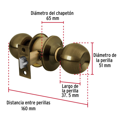Cerradura tipo esfera, cilíndrico, entrada, antiguo, BASIC | BAL-LA-EP | 23561