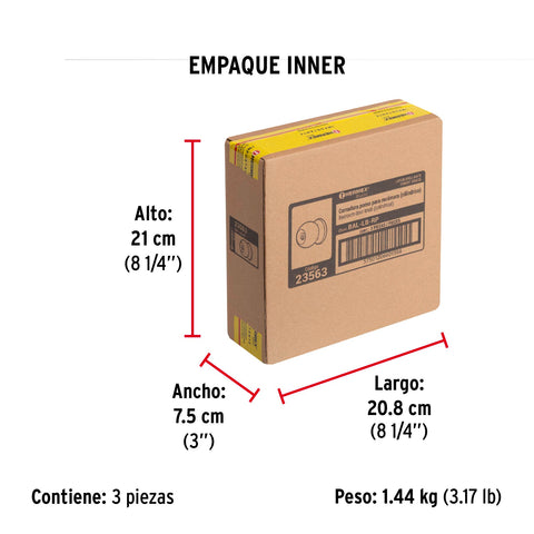 Cerradura tipo esfera cilíndrico, recámara, brillante, BASIC | BAL-LB-RP | 23563