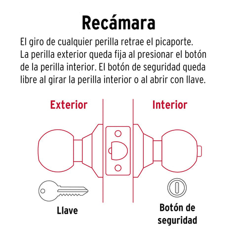 Cerradura tipo esfera cilíndrico, recámara, brillante, BASIC | BAL-LB-RP | 23563
