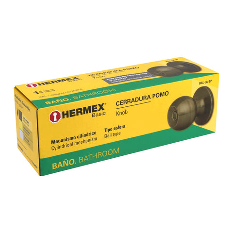 Cerradura tipo esfera, cilíndrico, baño, antiguo, BASIC | BAL-LA-BP | 23567