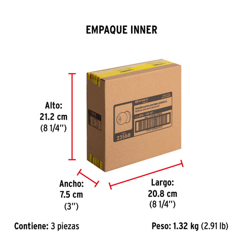 Cerradura tipo esfera, cilíndrico, baño, cromo, HERMEX BASIC | BAL-CM-BP | 23568
