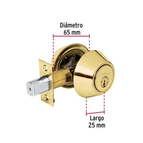 Cerrojo llave-llave latón brillante,llave tradicional HERMEX | CERO-12P | 23610