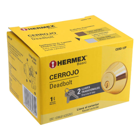 Cerrojo llave-llave latón brillante,llave tradicional HERMEX | CERO-12P | 23610
