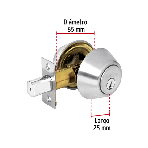 Cerrojo llave-llave cromo mate, llave tradicional, HERMEX | CERO-32P | 23611