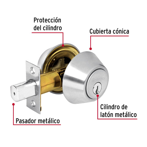Cerrojo llave-llave cromo mate, llave tradicional, HERMEX | CERO-32P | 23611