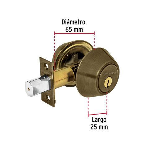 Cerrojo llave-llave latón antiguo, llave tradicional, HERMEX | CERO-22P | 23612