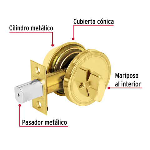 Cerrojo llave-mariposa latón brillante, llave tradicional | CERO-11P | 23613