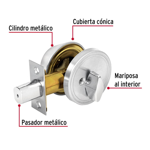 Cerrojo llave-mariposa cromo mate, llave tradicional, HERMEX | CERO-31P | 23614