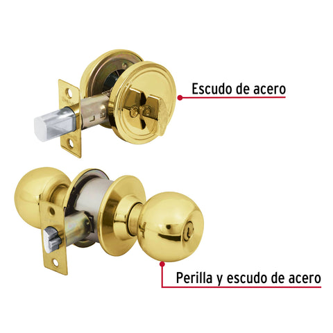 Combo cerraduras, llave-mariposa, L.brillante, HERMEX BASIC | CMB-11P | 23616
