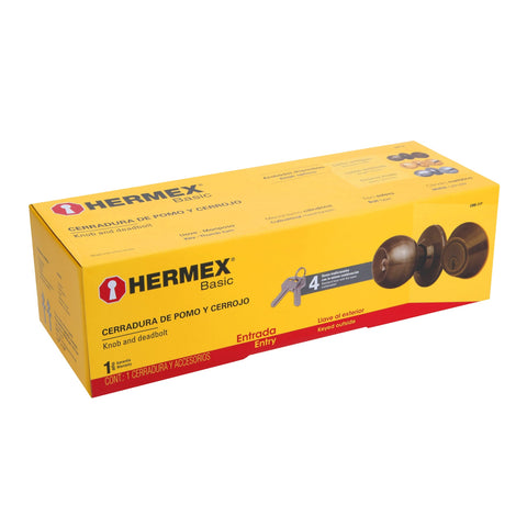 Combo cerraduras, llave-mariposa, latón antiguo HERMEX BASIC | CMB-21P | 23617