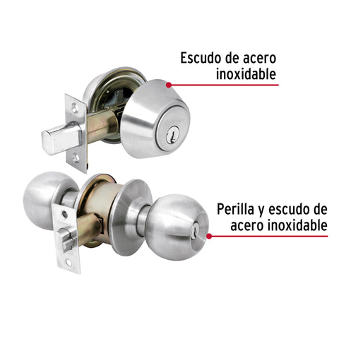 Combo cerraduras, llave-llave, cromo, HERMEX BASIC | CMB-32P | 23621