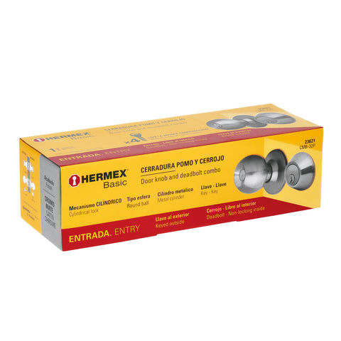 Combo cerraduras, llave-llave, cromo, HERMEX BASIC | CMB-32P | 23621