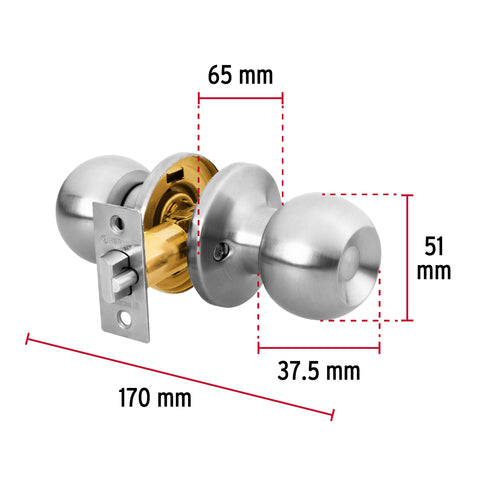 Cerradura tipo esfera, tubular, entrada, cromo, HERMEX BASIC | BALT-CM-EP | 23657