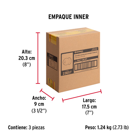 Cerradura tipo esfera, tubular, entrada, cromo, HERMEX BASIC | BALT-CM-EP | 23657