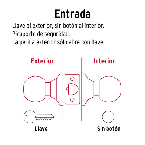 Cerradura tipo esfera, tubular, entrada, cromo, HERMEX BASIC | BALT-CM-EP | 23657