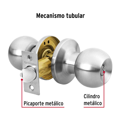 Cerradura tipo esfera, tubular, recámara, cromo, BASIC | BALT-CM-RP | 23660