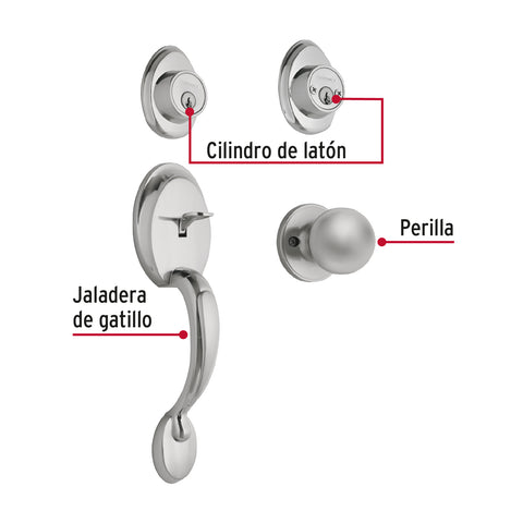 Jaladera y perilla, Berna llave-llave, cromo mate, BASIC | CEP-32PJP | 23674