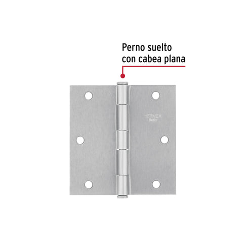 Bisagra cuadrada 3-1/2', satinado, cabeza plana, BASIC | BC-353PP | 23688