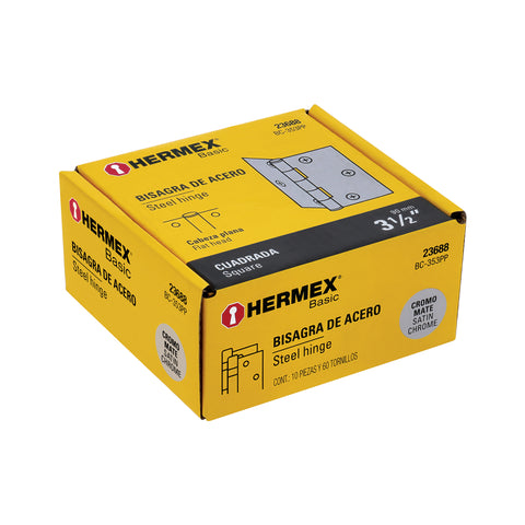 Bisagra cuadrada 3-1/2', satinado, cabeza plana, BASIC | BC-353PP | 23688