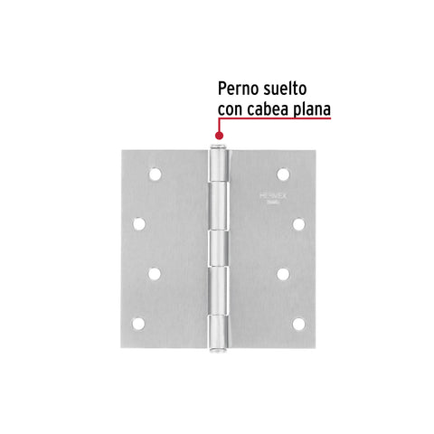 Bisagra cuadrada 4', satinado, cabeza plana, BASIC | BC-403PP | 23689