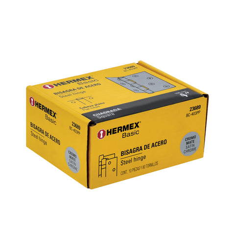 Bisagra cuadrada 4', satinado, cabeza plana, BASIC | BC-403PP | 23689