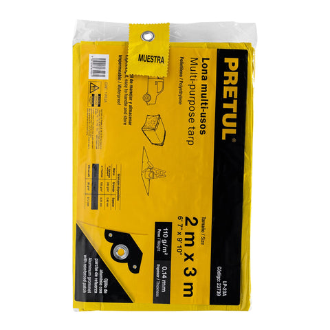 Lona de polietileno 2 x 3 m, amarilla, 110 g/m2, PRETUL | LP-23A | 23739