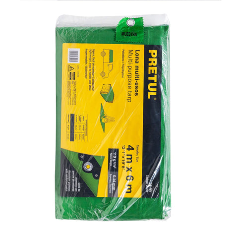 Lona de polietileno 4 x 6 m, verde, 110 g/m2, PRETUL | LP-46V | 23751
