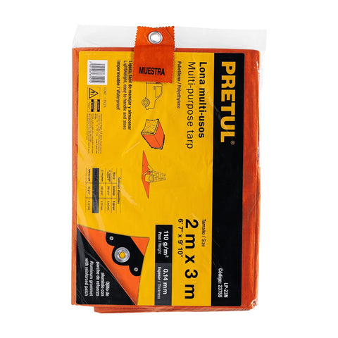 Lona de polietileno 2 x 3 m, naranja, 110 g/m2, PRETUL | LP-23N | 23755