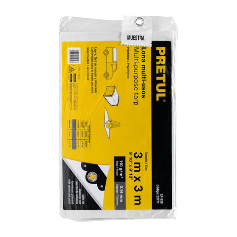 Lona de polietileno 3 x 3 m, blanca, 110 g/m2, PRETUL | LP-33B | 23771