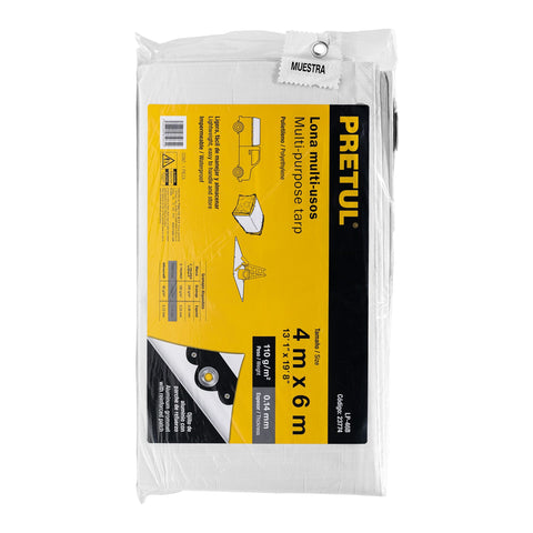 Lona de polietileno 4 x 6 m, blanca, 110 g/m2, PRETUL | LP-46B | 23774