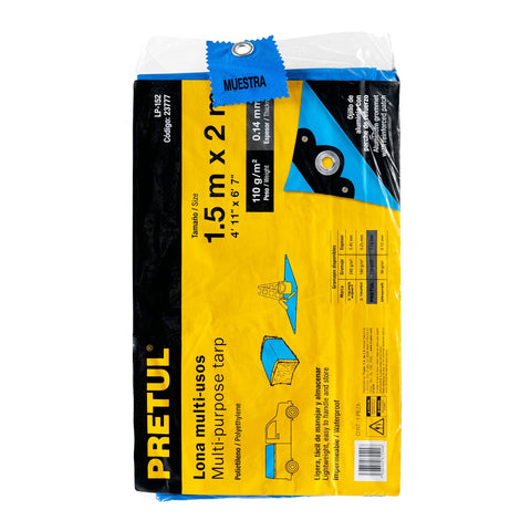 Lona de polietileno 1.5 x 2 m, azul, 110 g/m2, PRETUL | LP-152 | 23777
