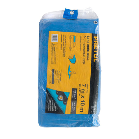 Lona de polietileno 7 x 10 m, azul, 110 g/m2, PRETUL | LP-710 | 23786