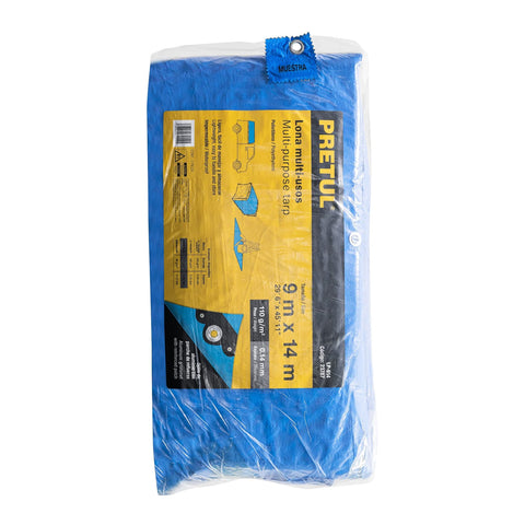 Lona de polietileno 9 x 14 m, azul, 110 g/m2, PRETUL | LP-914 | 23787
