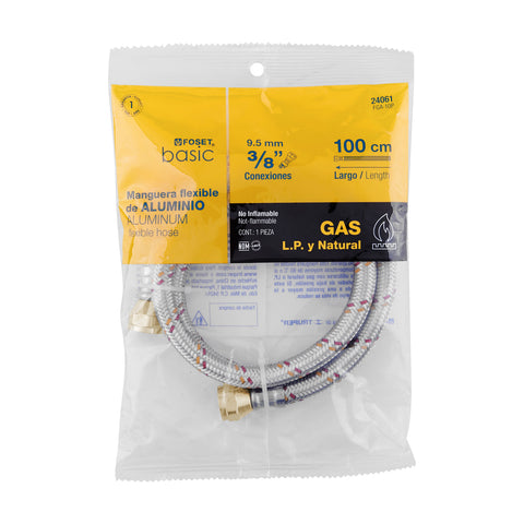 Manguera para gas, aluminio, 3/8' flare, 100 cm, FOSET BASIC | FGA-10P | 24061