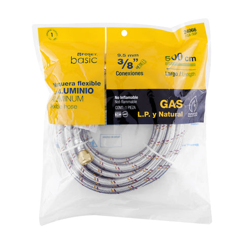 Manguera para gas, aluminio, 3/8' flare, 500 cm, FOSET BASIC | FGA-50P | 24066
