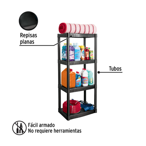 Estante plástico 4 repisas cap. 27 Kg, 123x36x56, PRETUL | EST-4P | 25075