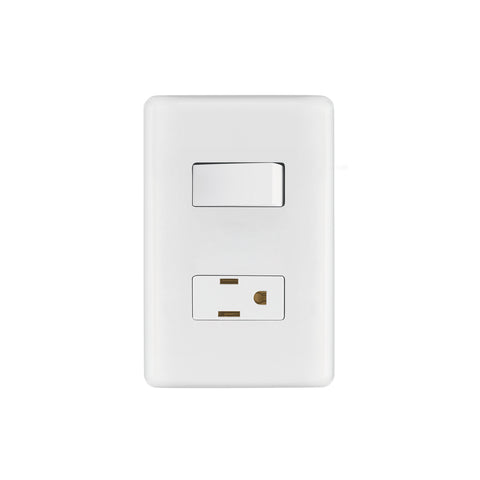 Placa armada contacto e interruptor sencillo, Volteck Basic | PA-APCO-B | 25077